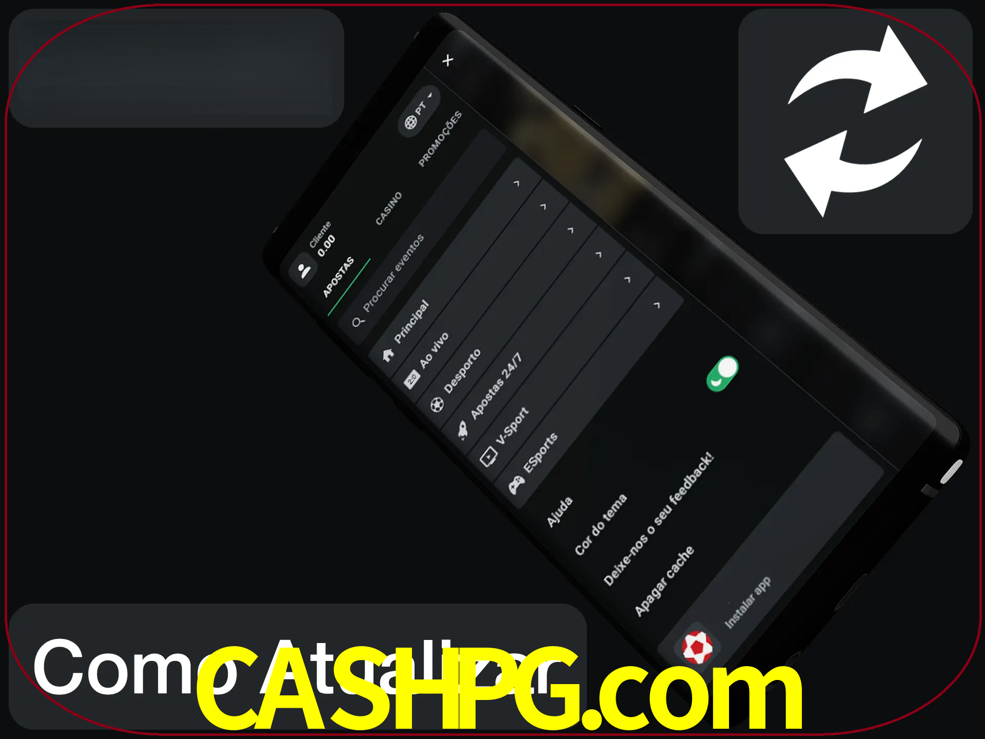 O aplicativo é atualizado automaticamente quando você faz o login.