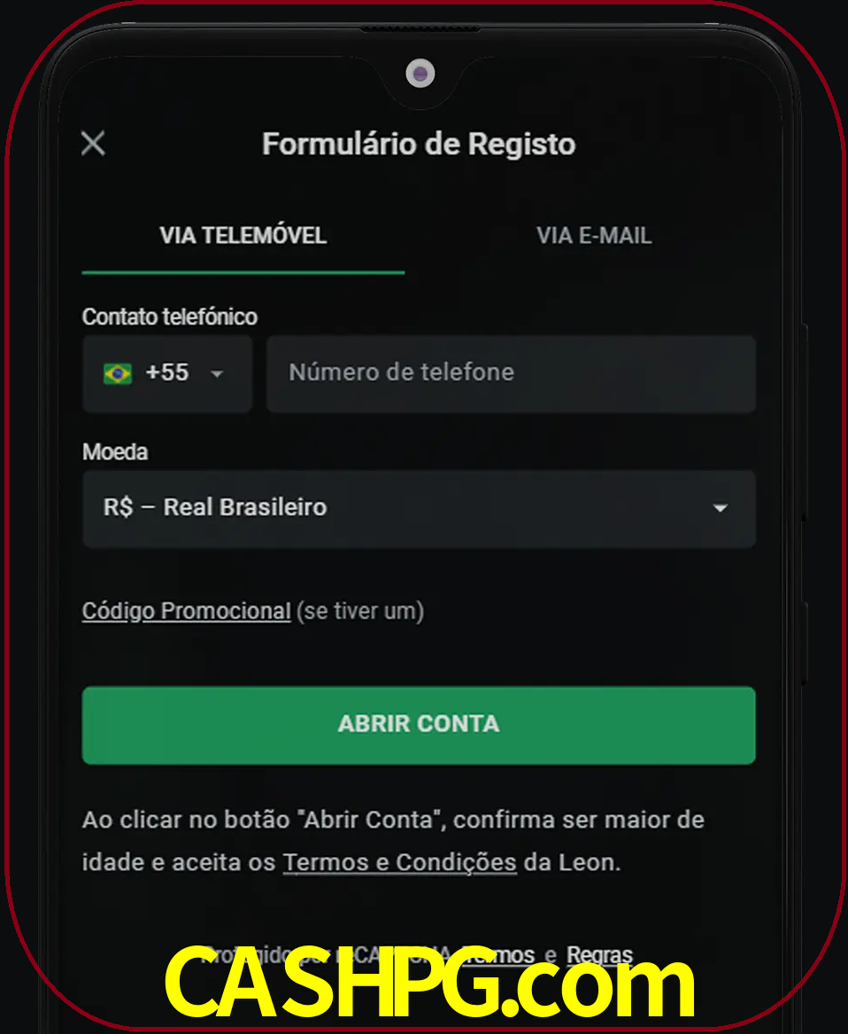 Abra o aplicativo e inicie o processo de registro.